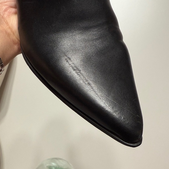 ASOS Cuban Heel Western Chelsea Boots in Black Leather Elastic Lightning Detail - Picture 12 of 17